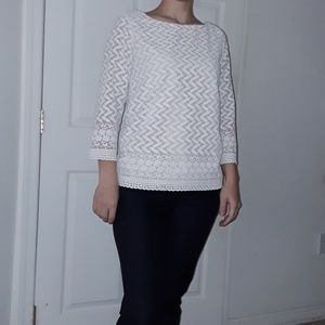 MANGO Lace Cream Blouse